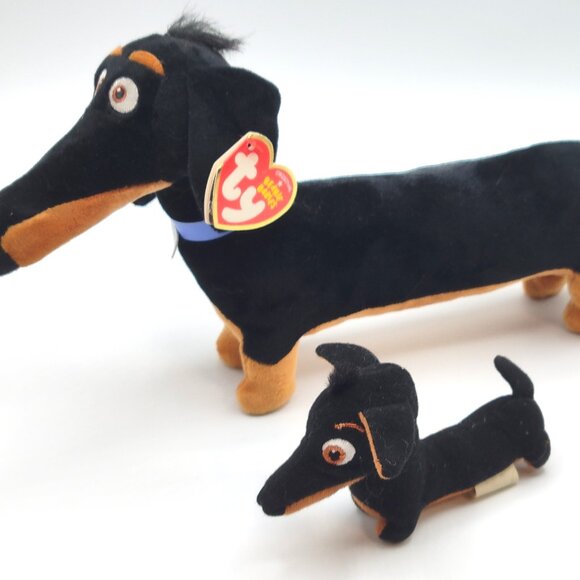 2 TY Dachshunds BUDDY Secret Life of Pets Dog Puppy Plush Softie Toy Animal  Co - Picture 1 of 12